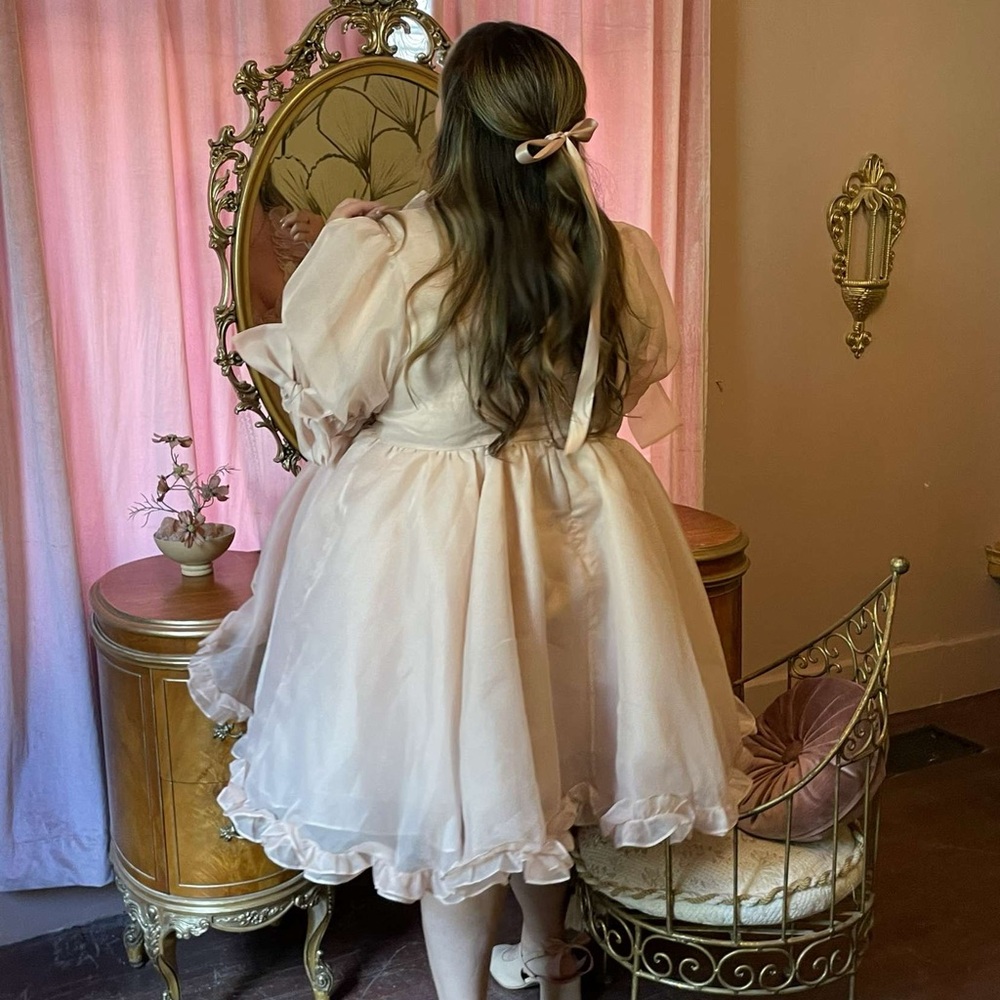 Selkie Pink Puff Sleeve Dress - Picture 3 of 3